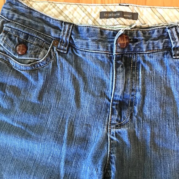 Liz Claiborne Bootcut Jeans w/Leather Quilted Buttons, Vintage 90s, Size 10 - Picture 3 of 12